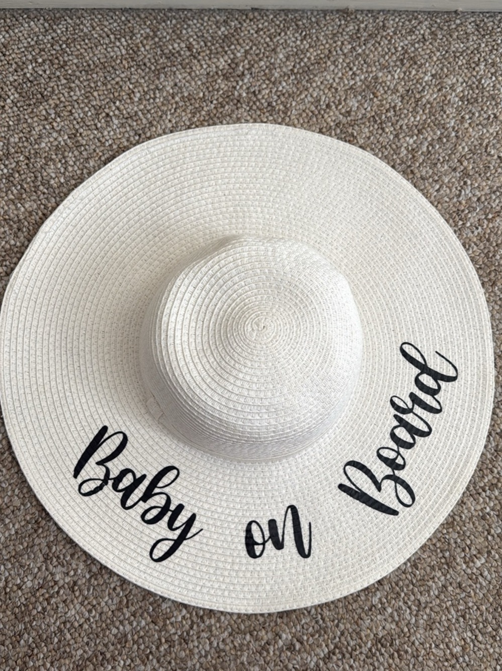 Wide Brim Sun Hat "Baby on Board" - White